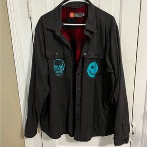 Custom Dreamers Band Die Happy Flannel Lined Denim Jacket Black Unisex XL H
